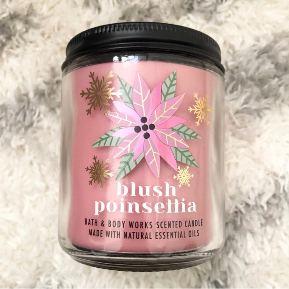 Bath & Body Works BLUSH POINSETTIA SINGLE WICK CANDLE 7 oz / 198 g
